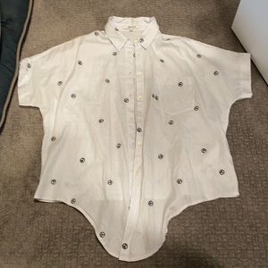 Madewell Peace Sign Short Sleeve Button Up